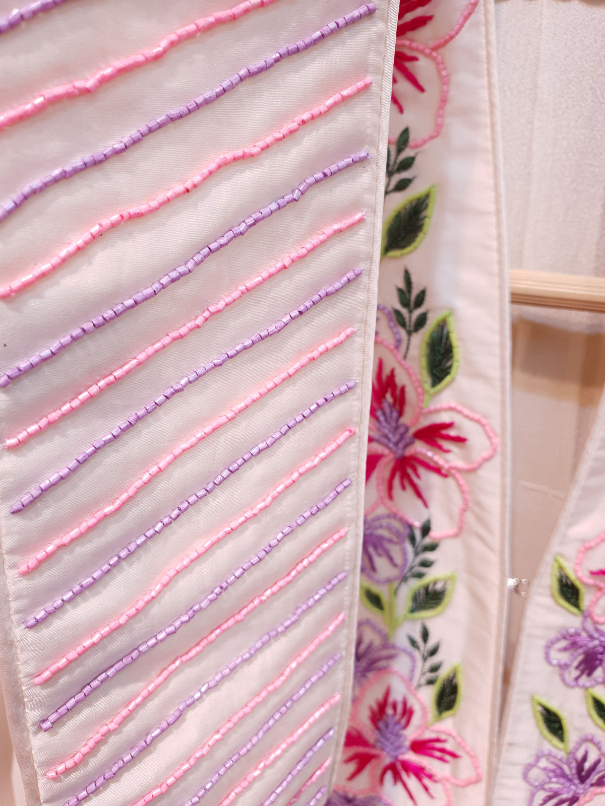 Ivory Co-ord Set with Hand Embroidered Flower Design