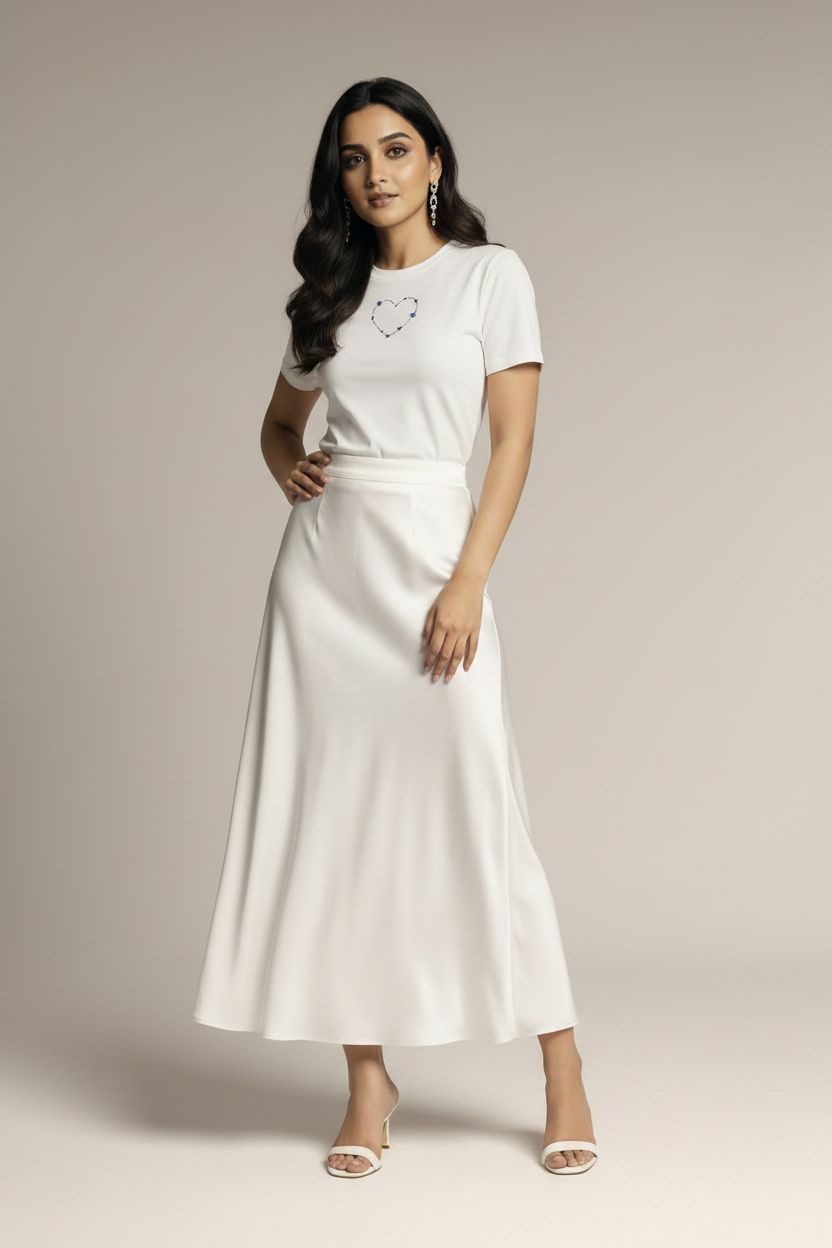 Blue Heart Constellation - Satin Skirt