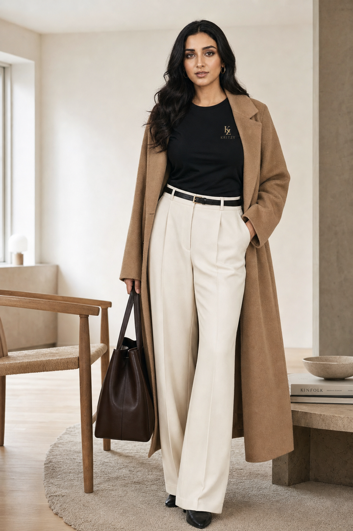 Cream Wide-Leg Trousers
