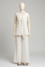Ivory waistcoat and wide-leg trouser set displayed on a mannequin