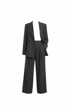 Charcoal grey suit set ghost mannequin on white background