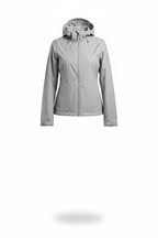 Light grey windbreaker jacket ghost mannequin on white background