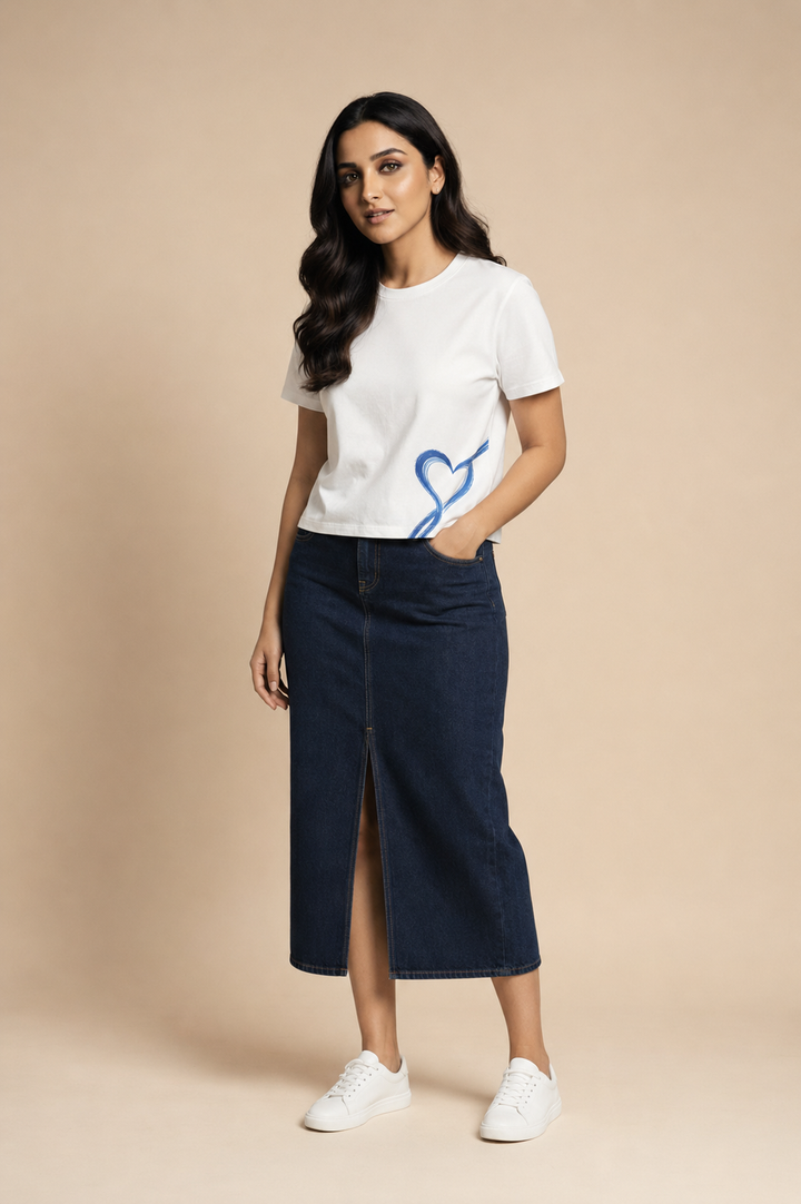 Kritzy Blue Heart Tidal Tee