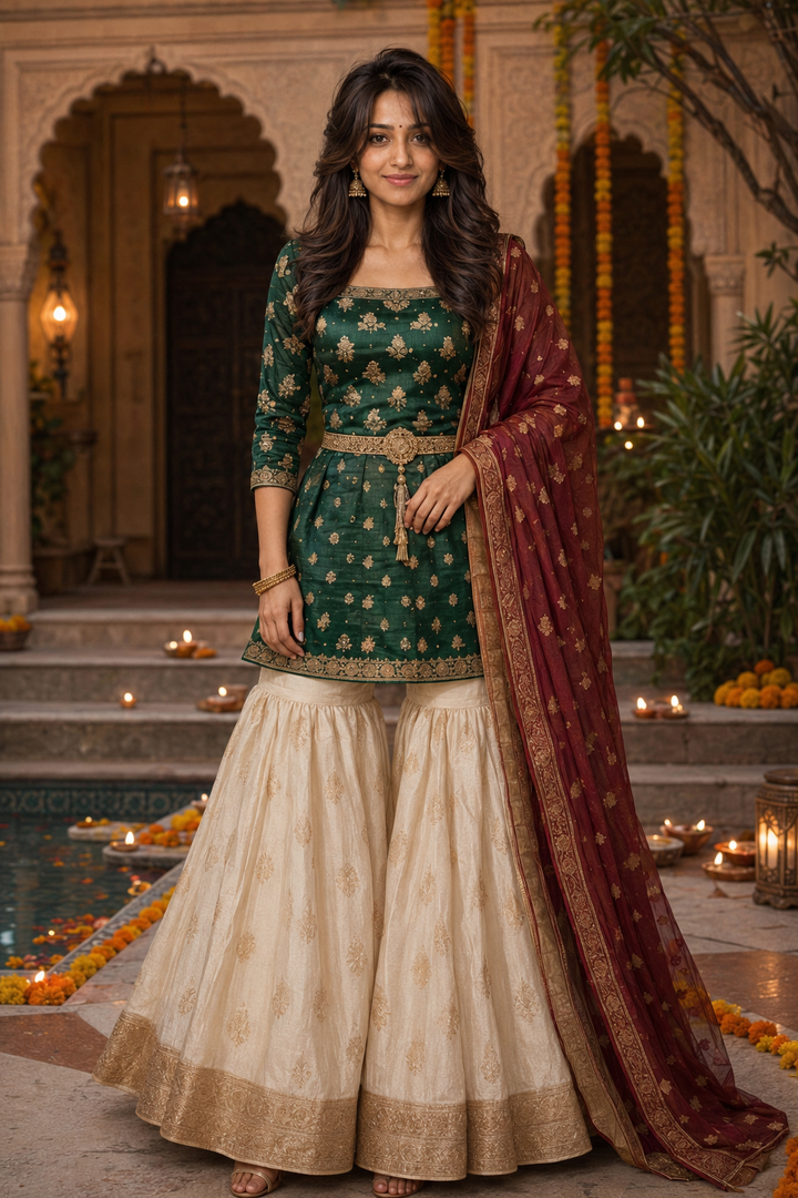 Emerald Banarasi Sharara Set