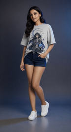 Muze wearing the original Kritzy Moon Sentinel anime-inspired T-shirt