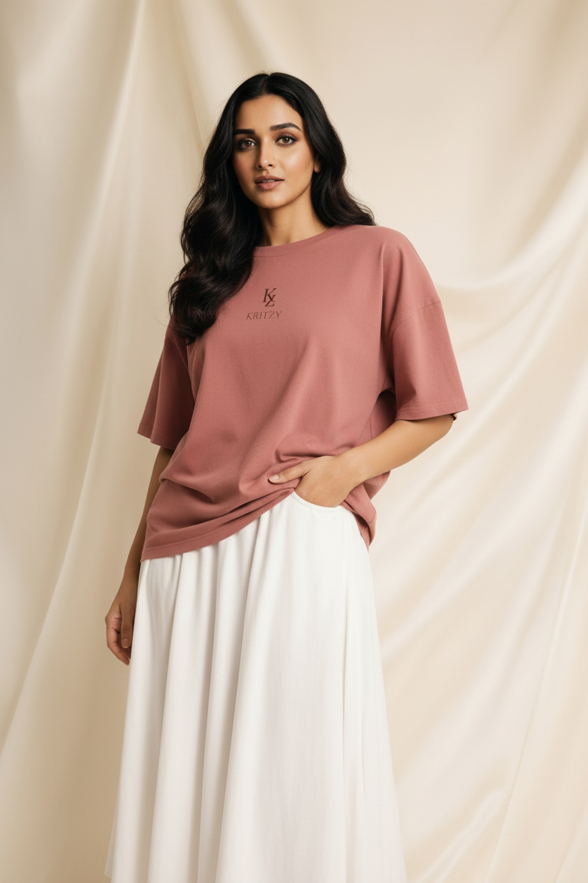 Kritzy Rose Weekend Oversized Tee - Skirt