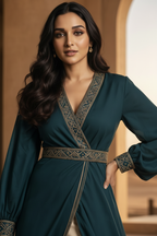 Teal Anarkali Close-Up Detail